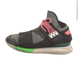 Y-3 Black Neopreme Sneaker with Neon Pink & Green Accents